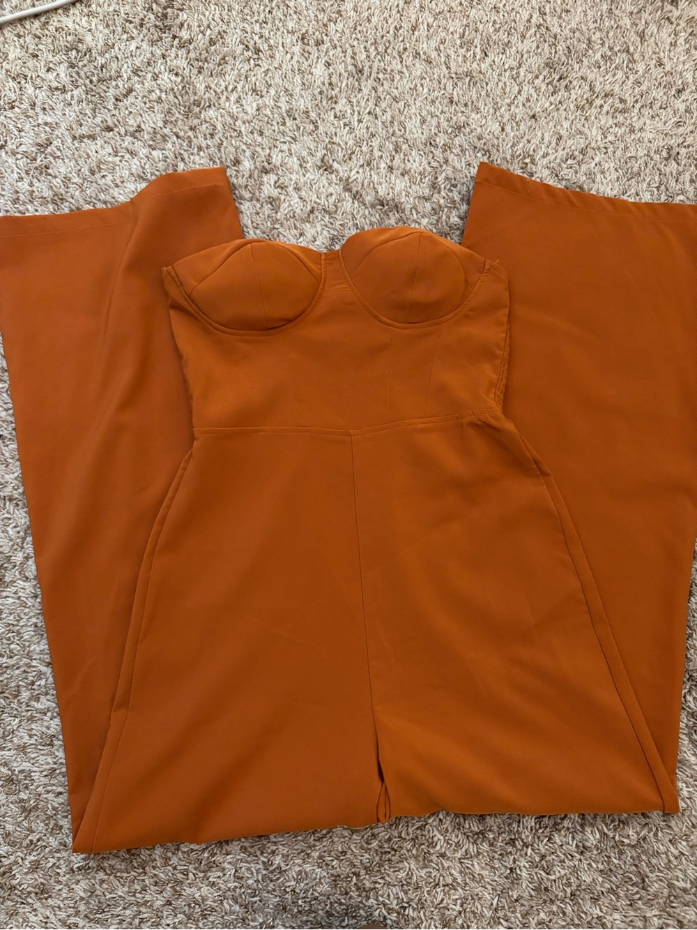 Charlotte Russe Rust Strapless Bustier Jumpsuit